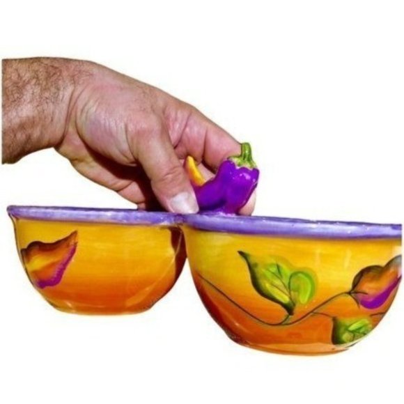 Clay Art Ceramic Colored Jalapeno‎ Salsa Serving Bowls - Picture 6 of 12